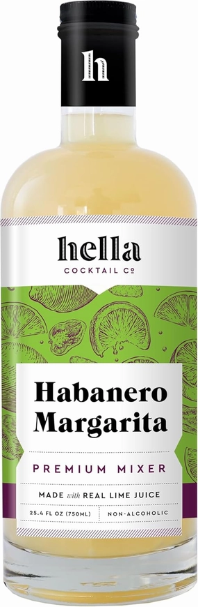 Hella Cocktail Co., Bitters Habanero Margarita Mixer, 750ml – All-Natural Habanero Margarita Mixer