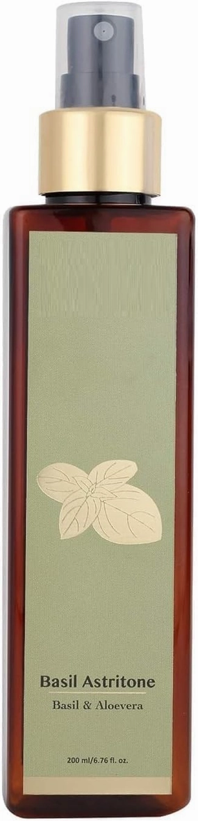 Herbals Ayurvedic Basil Astritone Face Toner for Oily & Acne Prone Skin | Tightens Skin | Eucalyptus, Basil, Aloe Vera & Rose Petals, GMO, Paraben and Silicone Free -100 ml