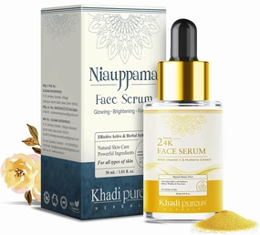 Herbals Niauppama 24K Gold Face Serum for Radiant Youthful Glowing Skin with Vitmain C & Niacinamide for Collage Booster | Face Serum for Brightening & Wrinkles | Women & Men (30 ML)