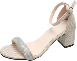 High for Women Latin Dance Open Toe Heels with Ankle Strap Satin Ballroom Practice Performance Shoes