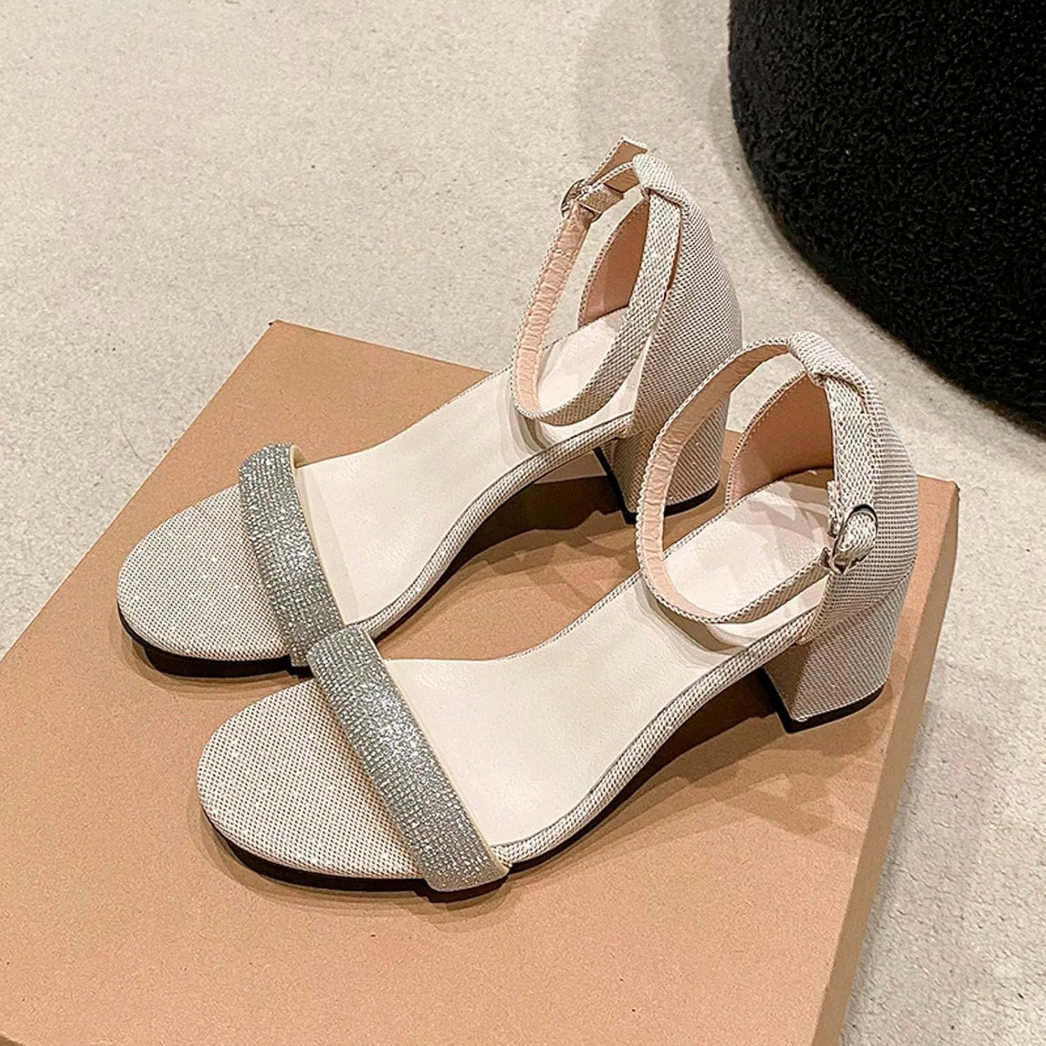 High for Women Latin Dance Open Toe Heels with Ankle Strap Satin Ballroom Practice Performance Shoes