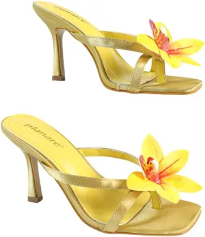 High Heel Sandals for Women – Strappy Spring Heels with Floral Toe Detail for Women, Elegant Party & Casual Shoes for Summer