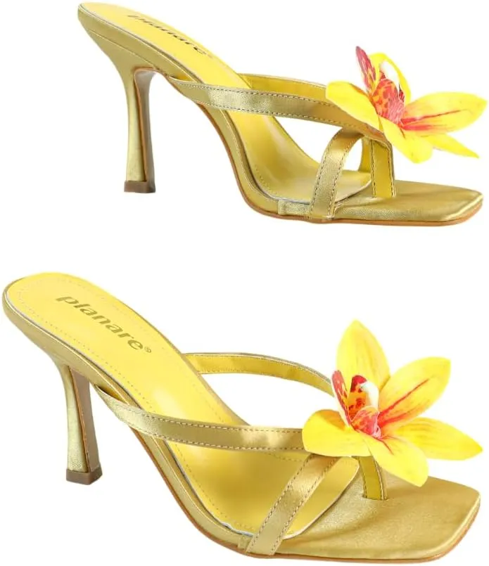 High Heel Sandals for Women – Strappy Spring Heels with Floral Toe Detail for Women, Elegant Party & Casual Shoes for Summer