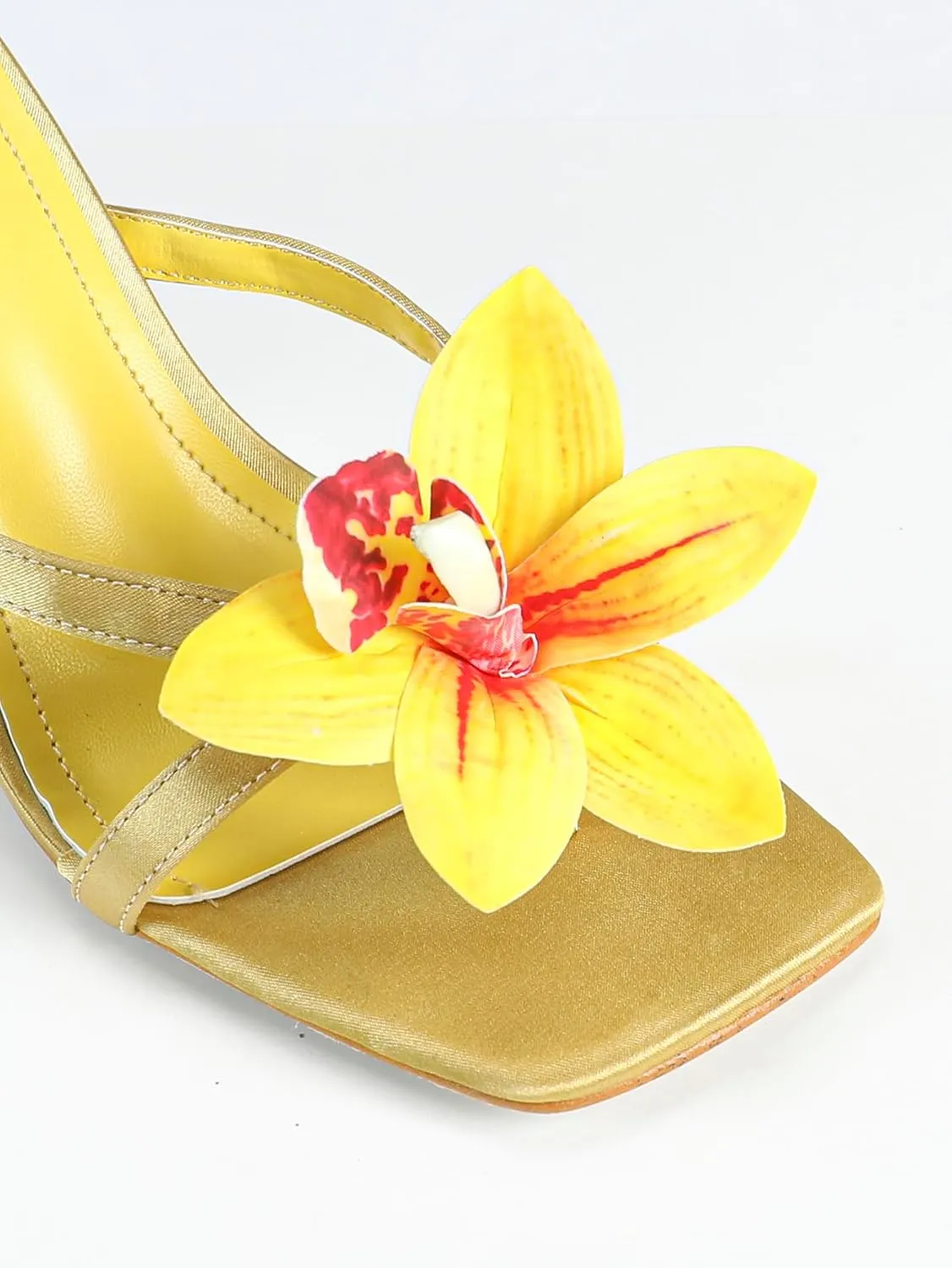 High Heel Sandals for Women – Strappy Spring Heels with Floral Toe Detail for Women, Elegant Party & Casual Shoes for Summer