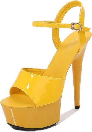 High Heels for Women Crystal Stilettos Heeled Sandals Open Toe Strappy Sexy High Heels Ankle Strap Buckle Heels