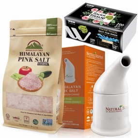 Himalayan Pink Salt, Ceramic Salt Inhaler with Natural Rose Facial Tissue, 1.9 Lbs