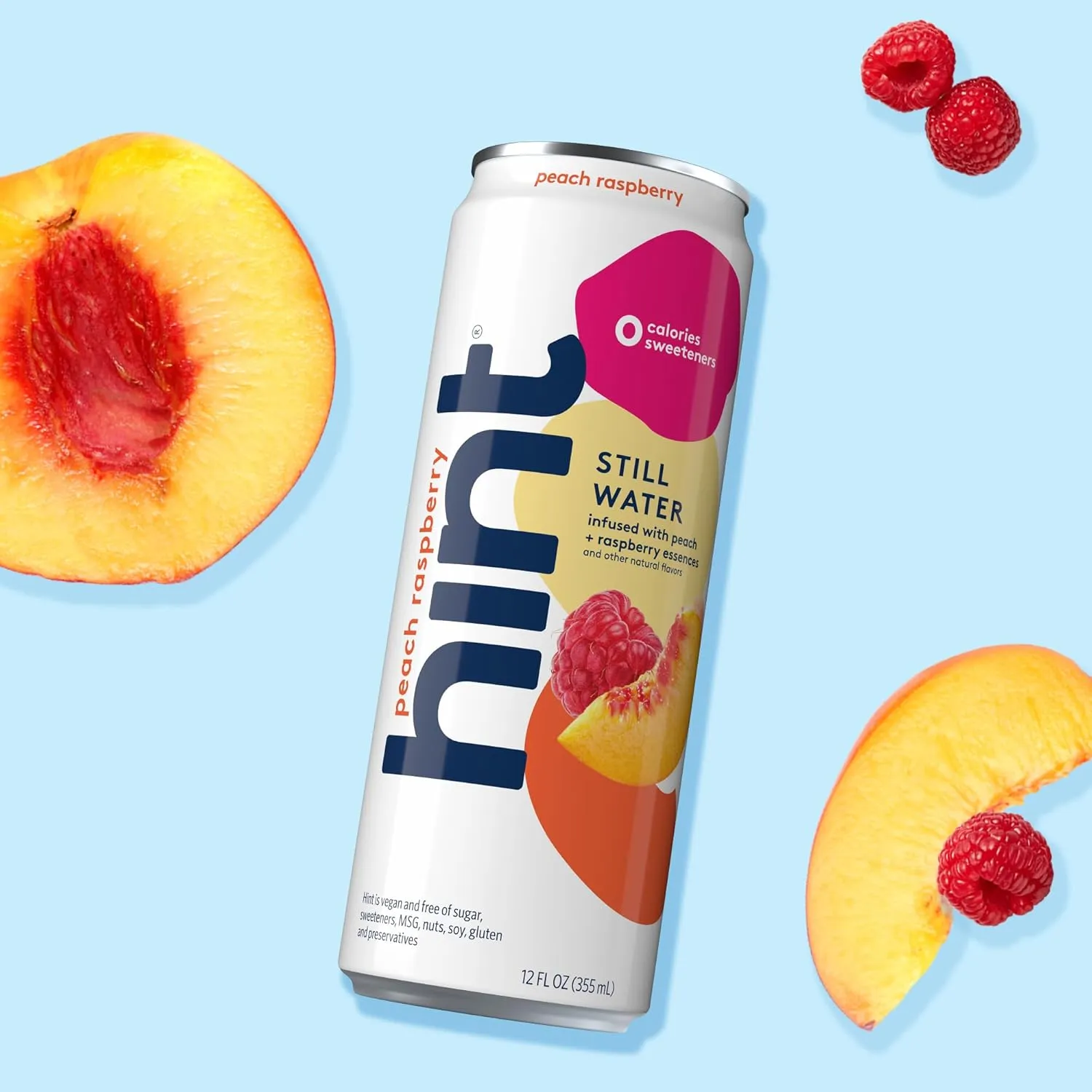 Hint Canned Water, Peach Raspberry - Purified Flavored Water with Zero Calories, Natural Flavors, and Sugar Free - 12 Fl Oz Cans (Pack of 12)