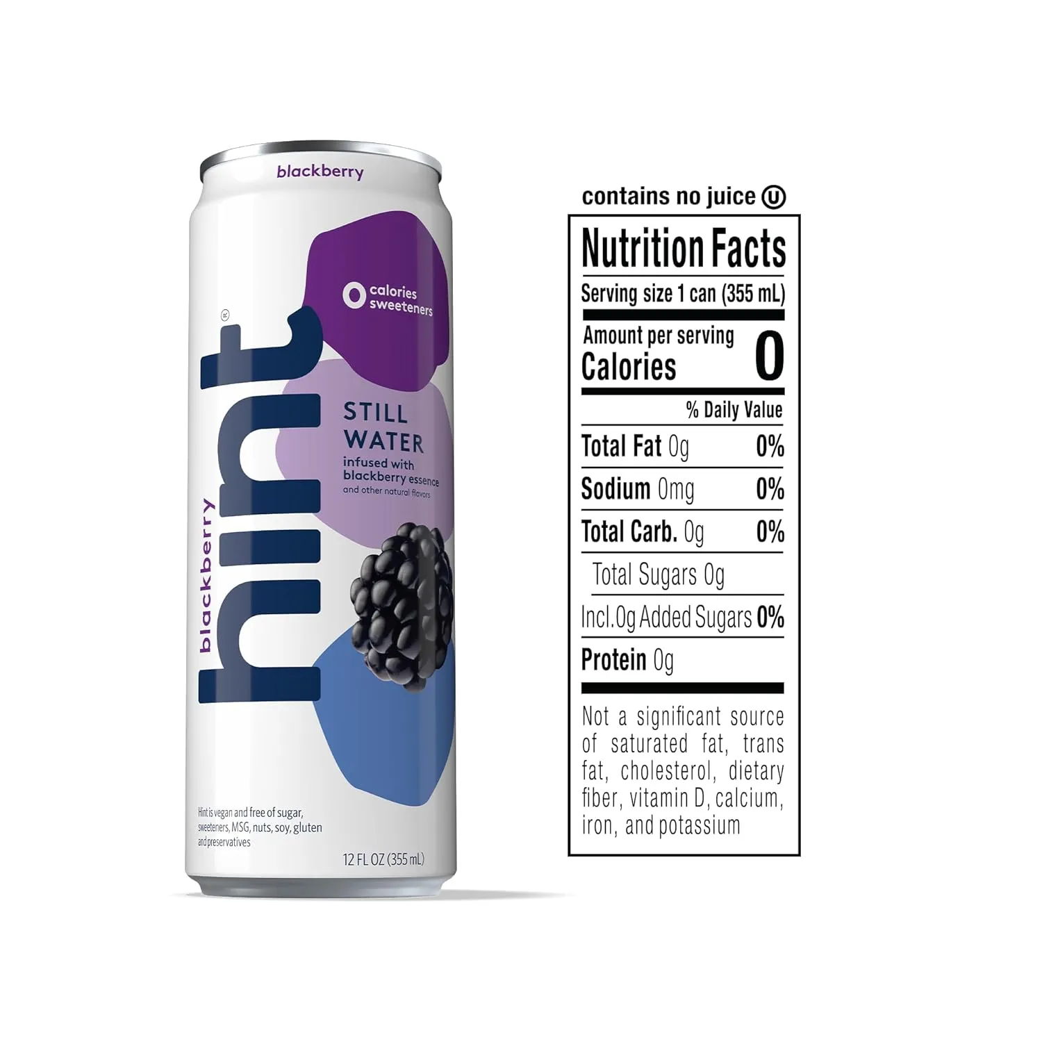 Hint Fruit-Infused Canned Water, Blackberry - Purified Flavored Water with Zero Calories, Natural Flavors, and Sugar Free - 12 Fl Oz Cans (Pack of 12)