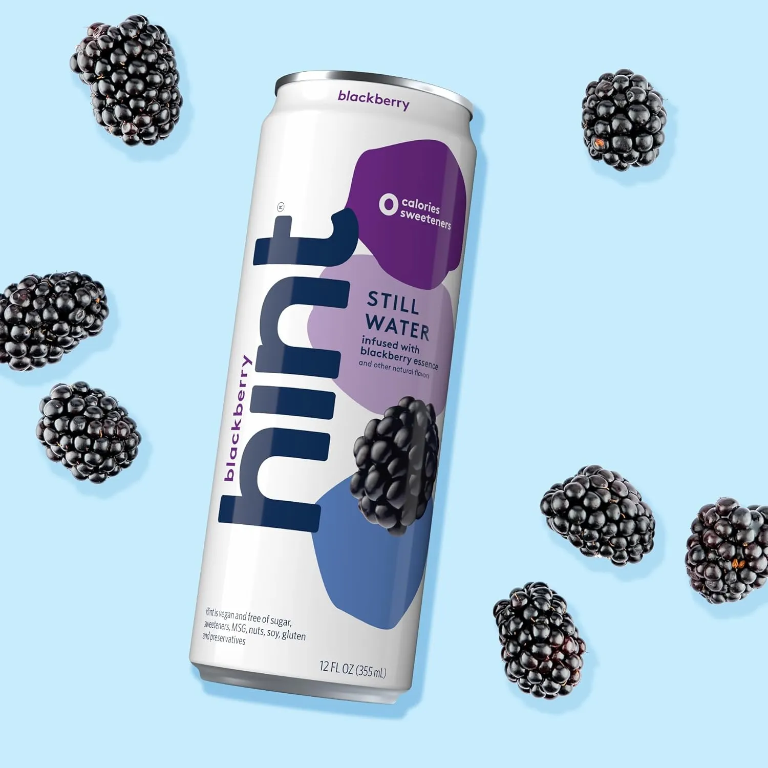 Hint Fruit-Infused Canned Water, Blackberry - Purified Flavored Water with Zero Calories, Natural Flavors, and Sugar Free - 12 Fl Oz Cans (Pack of 12)