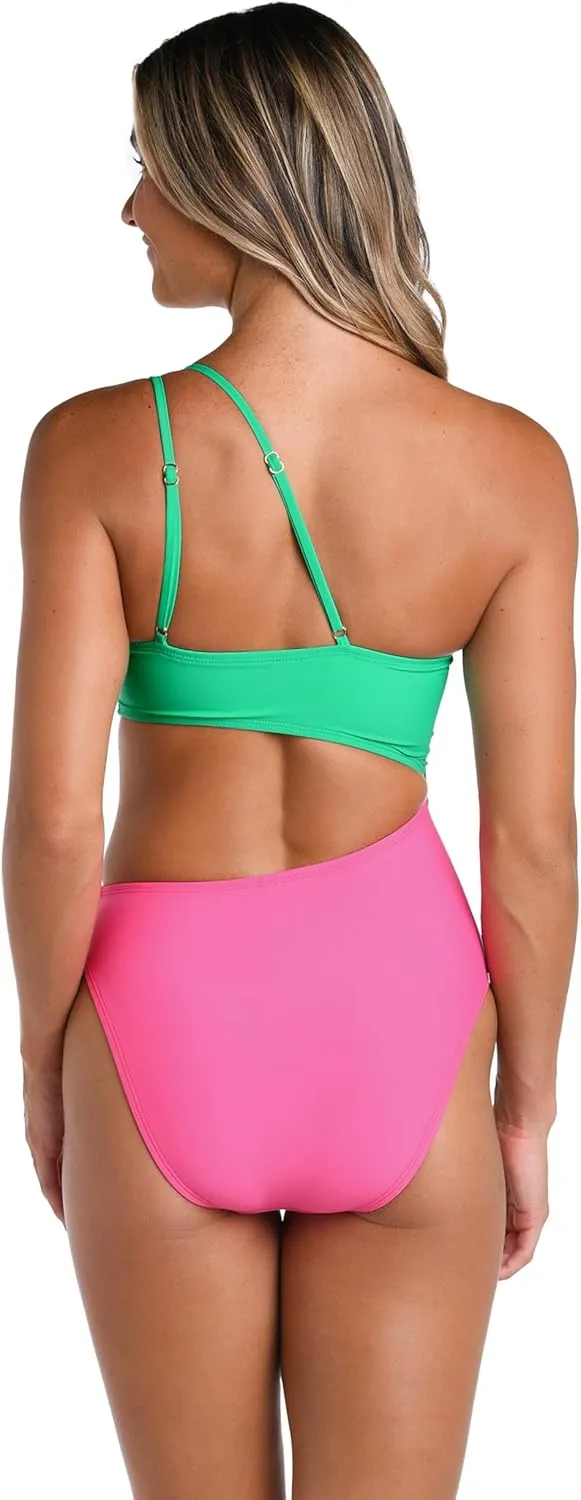 Hobie Women's Standard Shoulder Cut Out One Piece Swimsuit