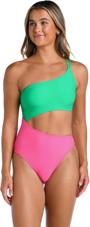 Hobie Women's Standard Shoulder Cut Out One Piece Swimsuit