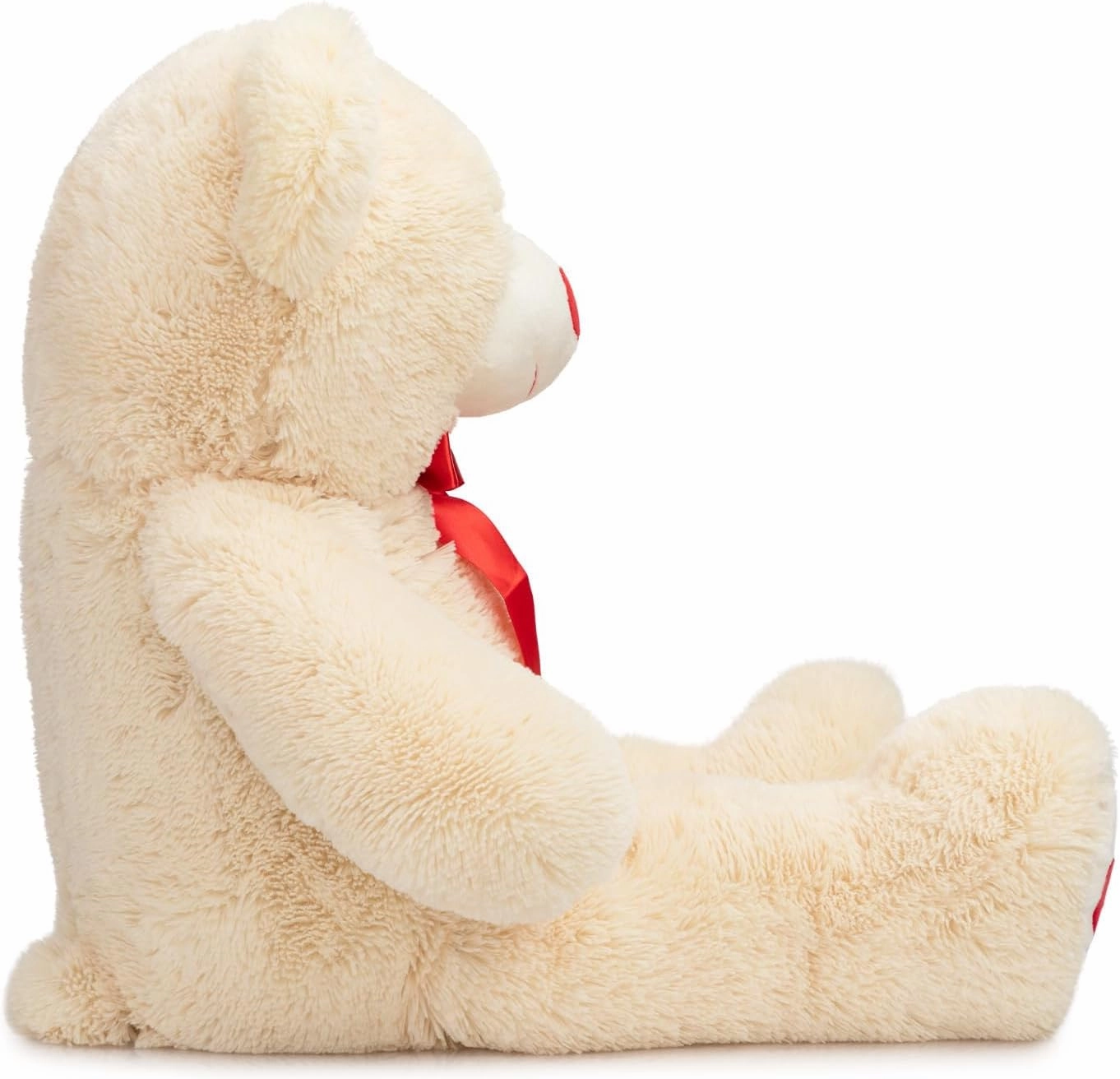 HollyHOME Big Teddy Bear Stuffed Animal Large Bear Plush with Red Heart for Girlfriend and Kids Holiday Toy Gift 36 inch Beige