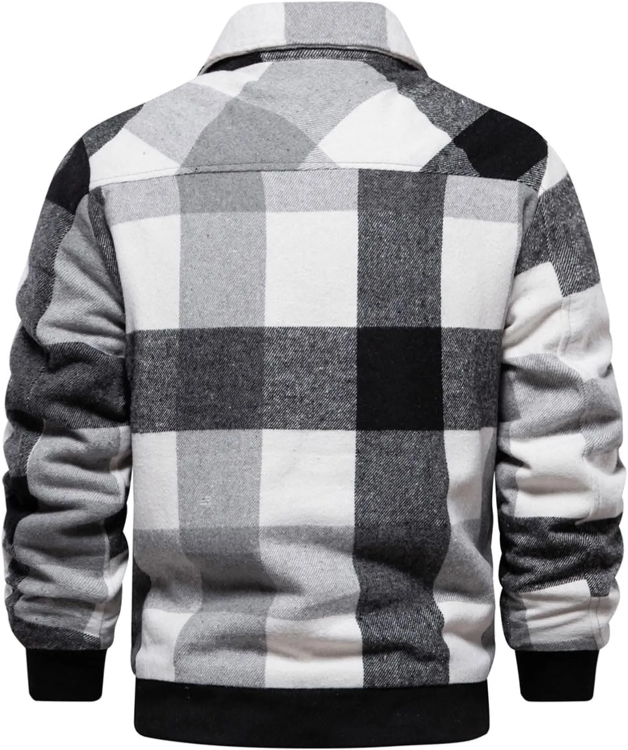 Hoodies for Men Winter Fashion Plaid Single Sided Velvet Pocket Hooded Buckle Composite Coat Jacket Thick Coat Men
