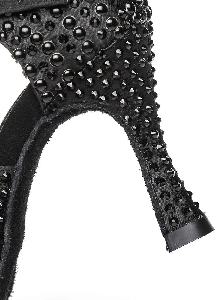 HROYL Women Rhinestone Dance Shoes for Latin Salsa Waltz Ballroom T-Strap High Heel Dance Shoes,YCL431