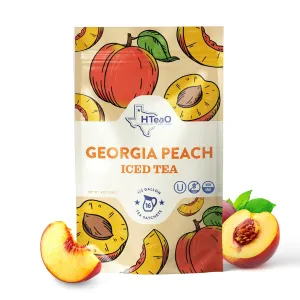 HTeaO Georgia Peach Black Tea – Texas-Style Flavored Iced Tea Bags for Summer – Instant Ice Tea Packets for Quick Brew - Loaded Tea Sachets Ready in 5 Minutes (16-Count, Makes 8 Gallons Total)