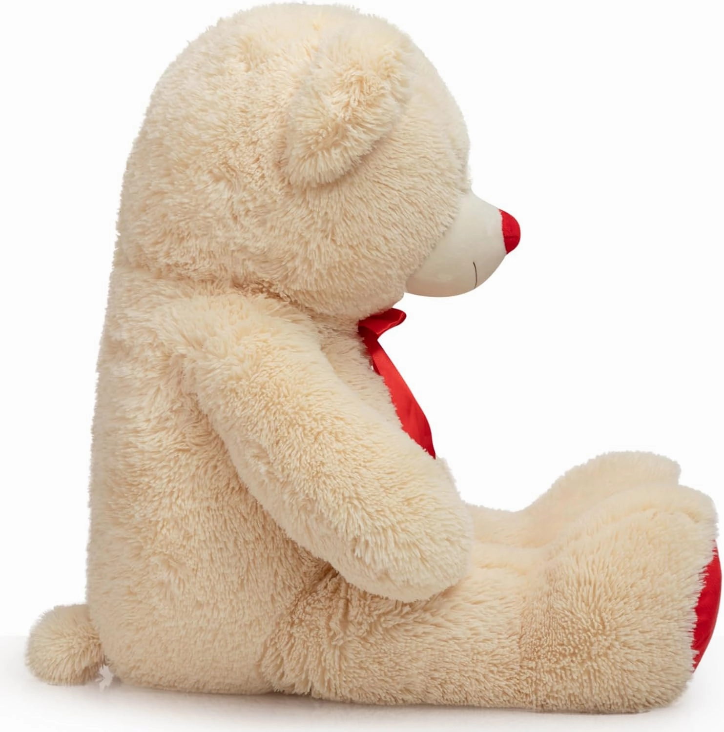 Huge Teddy Bear Stuffed Animal Giant Teddy Bear Plush with Red Ribbon Bow Day Plush Toy Gift for Girlfriend and Kids 36 inch Beige