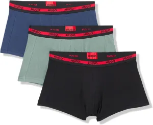 HUGO Men's 3 Pack Bold Logo Cotton Stretch Trunks