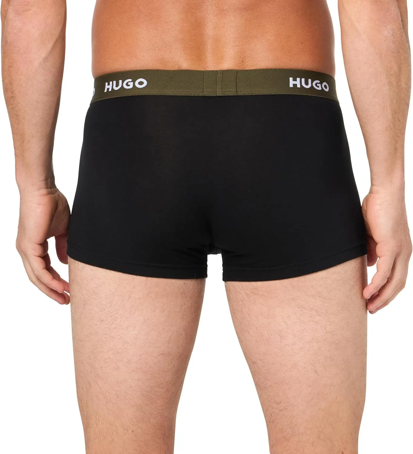 HUGO Men's 3 Pack Bold Logo Cotton Stretch Trunks