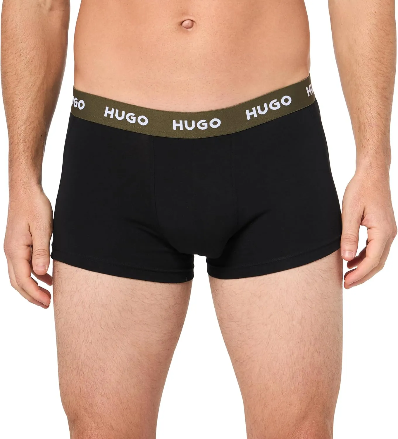 HUGO Men's 3 Pack Bold Logo Cotton Stretch Trunks