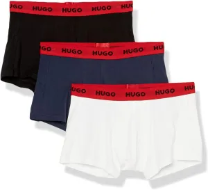 HUGO Men's 3 Pack Bold Logo Cotton Stretch Trunks