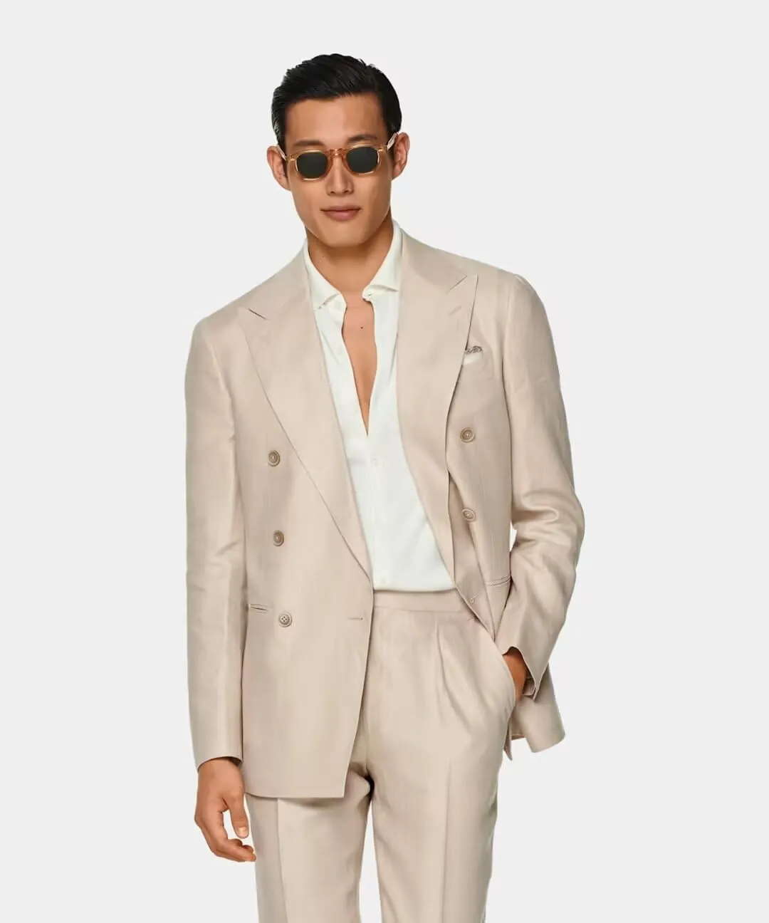 HUUTOE Mens Double Breasted Satin 2 Piece Prom Suits for Men Slim Fit Wedding Summer Homecoming Suit Party Tuxedo Sets