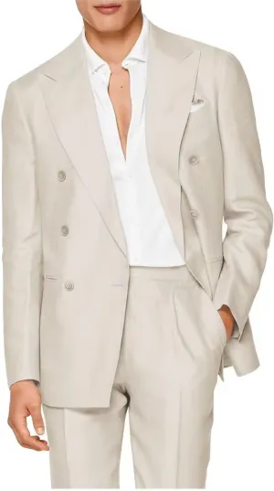 HUUTOE Mens Double Breasted Satin 2 Piece Prom Suits for Men Slim Fit Wedding Summer Homecoming Suit Party Tuxedo Sets