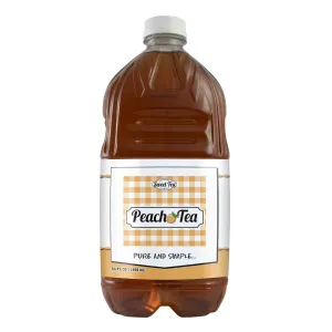 Iced Tea Sweet Peach Real Brewed, Pure Cane Sugar, Caffeinated All Natural Drinks, No Artificial Flavors or Colors (Large 64oz Pack of 1) By Southern Sweet Tea Company