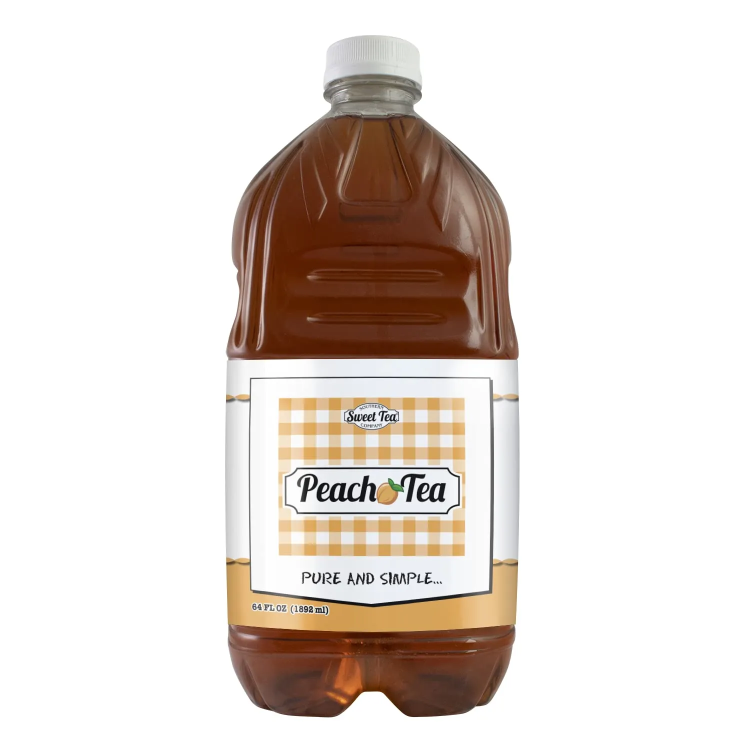 Iced Tea Sweet Peach Real Brewed, Pure Cane Sugar, Caffeinated All Natural Drinks, No Artificial Flavors or Colors (Large 64oz Pack of 1) By Southern Sweet Tea Company