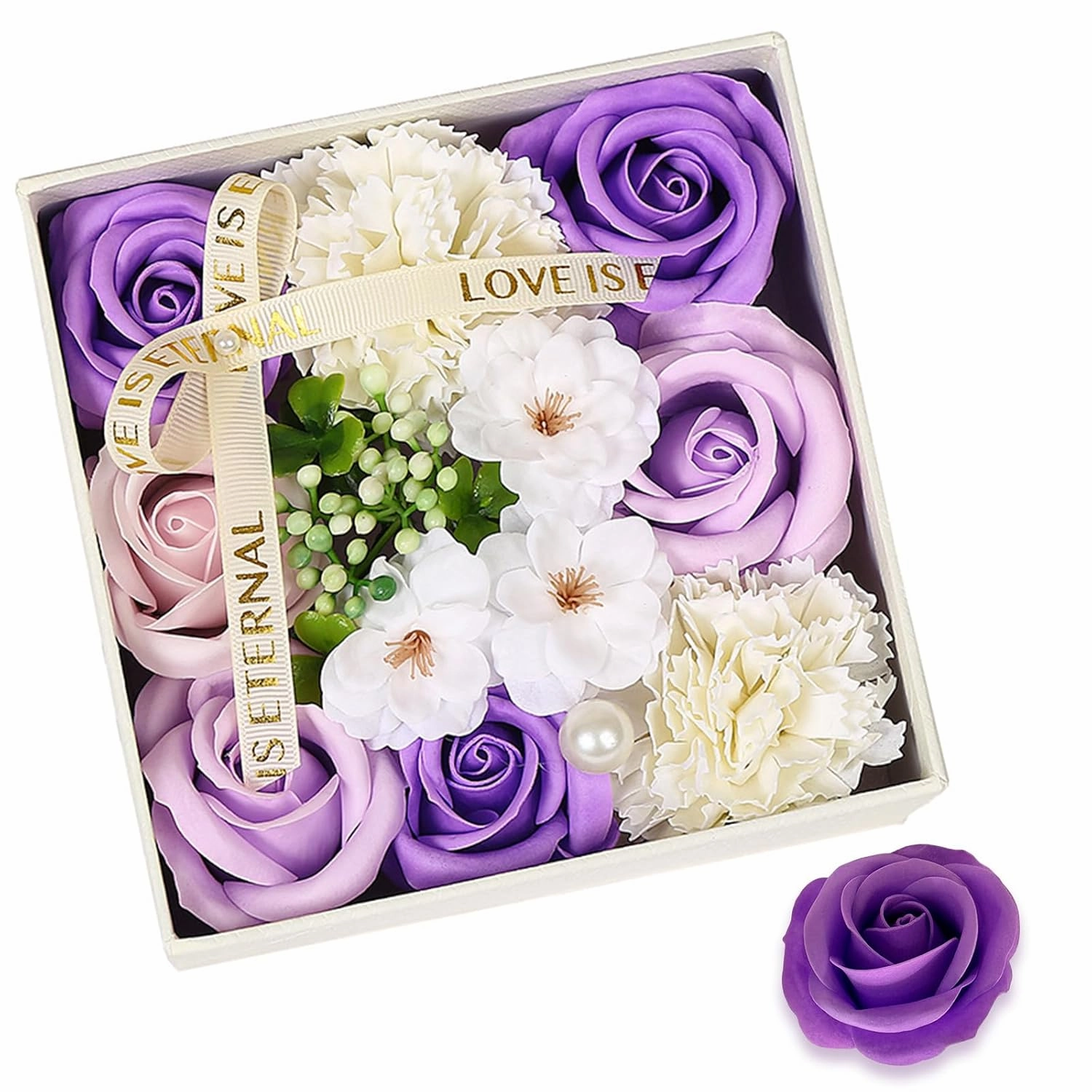 Ideal Swan Floral Scented Bath Soap Rose Flower Petals Purple Plant Essential Oil Rose Soap Set for Her Women Teens Girls Mom Birthdays, Flower Bath Soap for Valentine Christmas Mother's Day