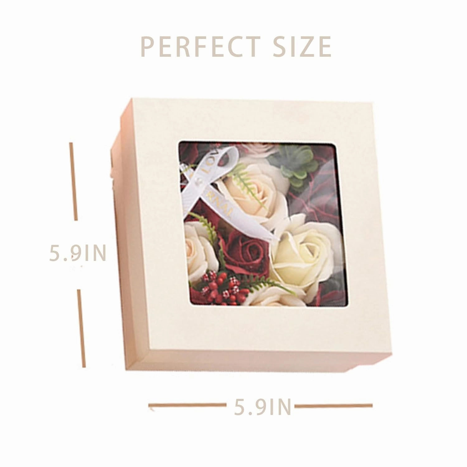 Ideal Swan Rose Bath Soap - Rose Flower Floral Scented Rose Petals in Flower Box, Bath Soap for Birthday Valentine’s Day Thanksgiving Day Christmas (White)