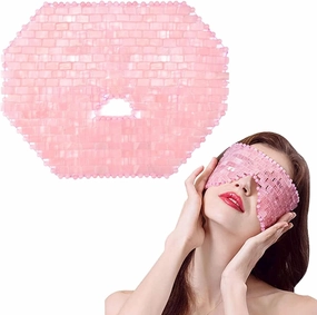 ideayard Rose Quartz Eye Mask & Face Mask, Cooling Jade Eye Mask 100% All Natural Crystal Eye Mask for Facial