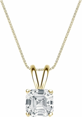 IGI Certified 18k Yellow Gold 4-Prong Basket Asscher-Cut Diamond Solitaire Pendant (1 cttw, G-H, SI1-SI2)