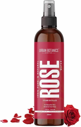IIxUrban Botanics_Pure & Natural Rose Water/Skin Toner - Pack of 200ml - Steam Distilled - Gulab Jal - Organic - Chemical Free