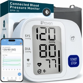 iProven Blood Pressure Monitor Bluetooth for Home Use - Upper Arm with App Integration, Easy-to-Use One-Touch Operation, and Large Backlit Display for Convenient Monitoring.
