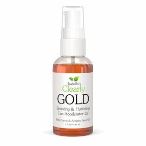 Isabella's Clearly GOLD, Natural Indoor and Outdoor Tanning Oil with Bronzer | Moisturizing Sun Tan Accelerator for a Healthy Bronze Glow with Carrot Seed Oil | Made in USA