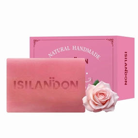 ISILANDON Rose Scented Natural Bath Soap Infused with Rose Hydrosol, Oils & Propolis Extract