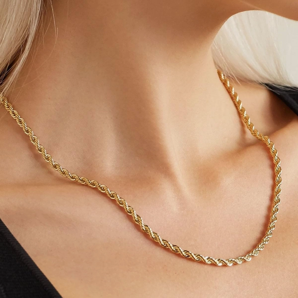 Italian 14K Solid Yellow Gold Rope Chain Necklace for Men & Women Radiant Diamond Cut with Lobster Claw Clasp 14K Real Gold Jewelry Gifts (1.5mm, 2mm, 2.3mm, 2.5mm, 3mm, 3.5mm, 4mm)