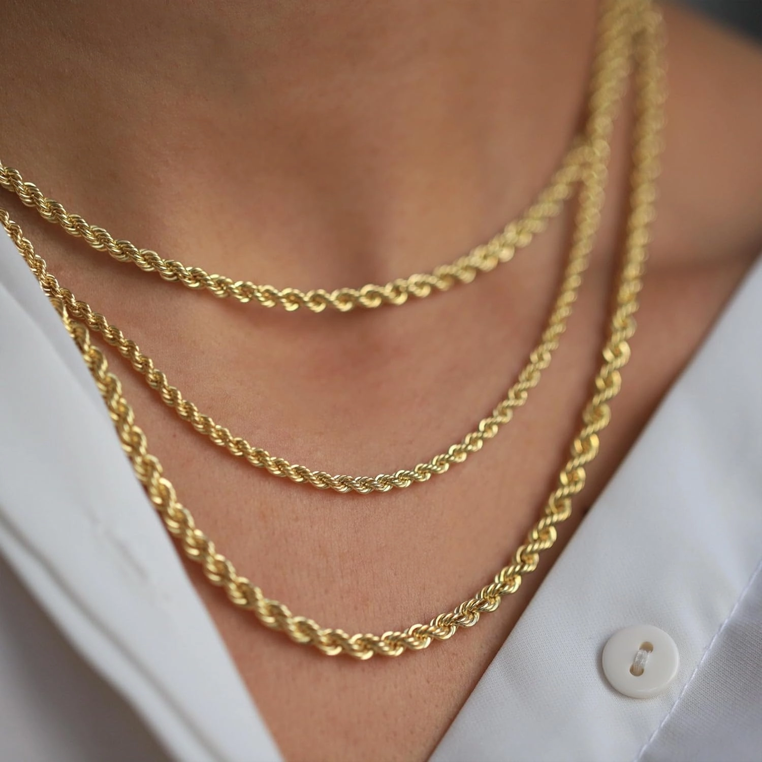 Italian 14K Solid Yellow Gold Rope Chain Necklace for Men & Women Radiant Diamond Cut with Lobster Claw Clasp 14K Real Gold Jewelry Gifts (1.5mm, 2mm, 2.3mm, 2.5mm, 3mm, 3.5mm, 4mm)