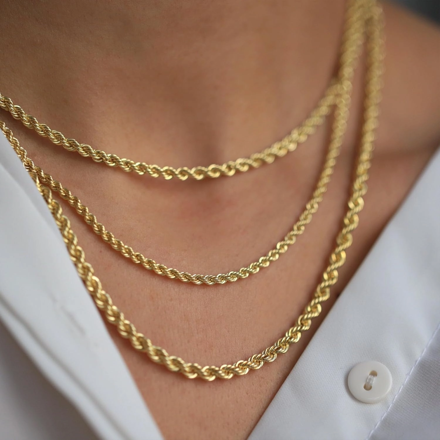 Italian Real 10K Solid Yellow Gold Rope Chain Necklace for Men & Women Radiant Diamond Cut with Lobster Claw Clasp 10K Real Gold Jewelry (1.5mm, 2mm, 2.5mm, 3mm, 3.5mm, 4mm)