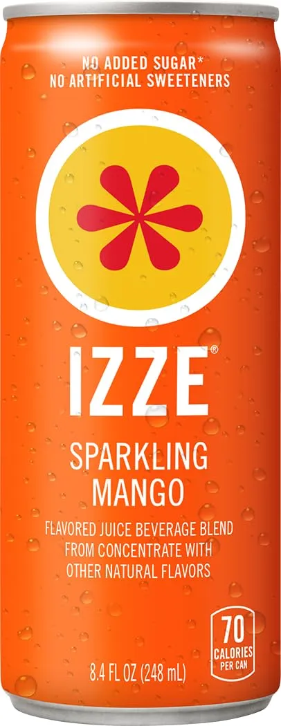 IZZE Sparkling Juice Beverage Blend, Dawn Variety Pack, Mango, Clementine, Strawberry, Pomegranate, No Sugar Added, 8.4 FL OZ, 24 Cans