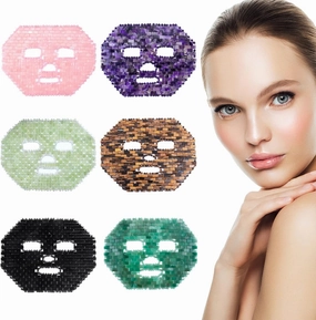 Jade Face Mask 10 Types Natural Stone Facial Massager Rose Quartz Cold Crystal Skin Care Tools,Rose Quartz Mask