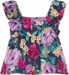 Janie and Jack Girls' Bold Floral Blouse (Toddler/Little Big Kid)