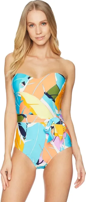 Jantzen Women's Standard Bold Feathers Bandeau One Piece Swimsuit