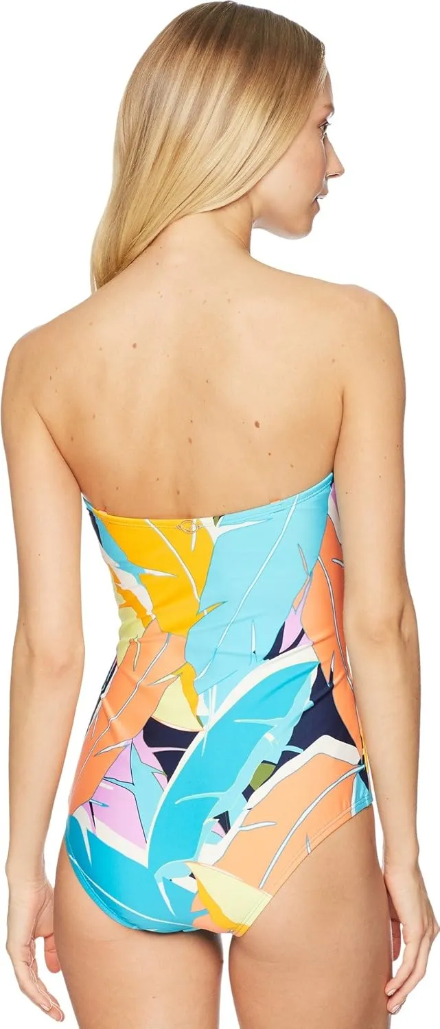 Jantzen Women's Standard Bold Feathers Bandeau One Piece Swimsuit