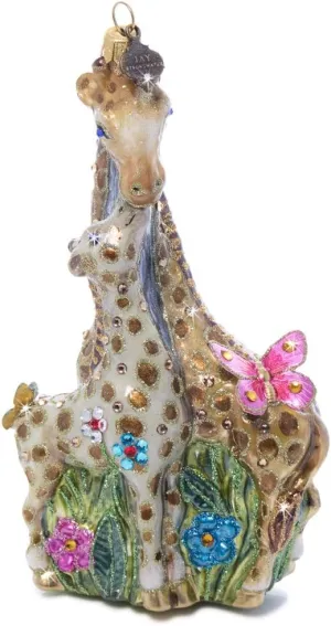 Jay Strongwater Mom and Baby Giraffe Glass Ornament - SDH20102-250