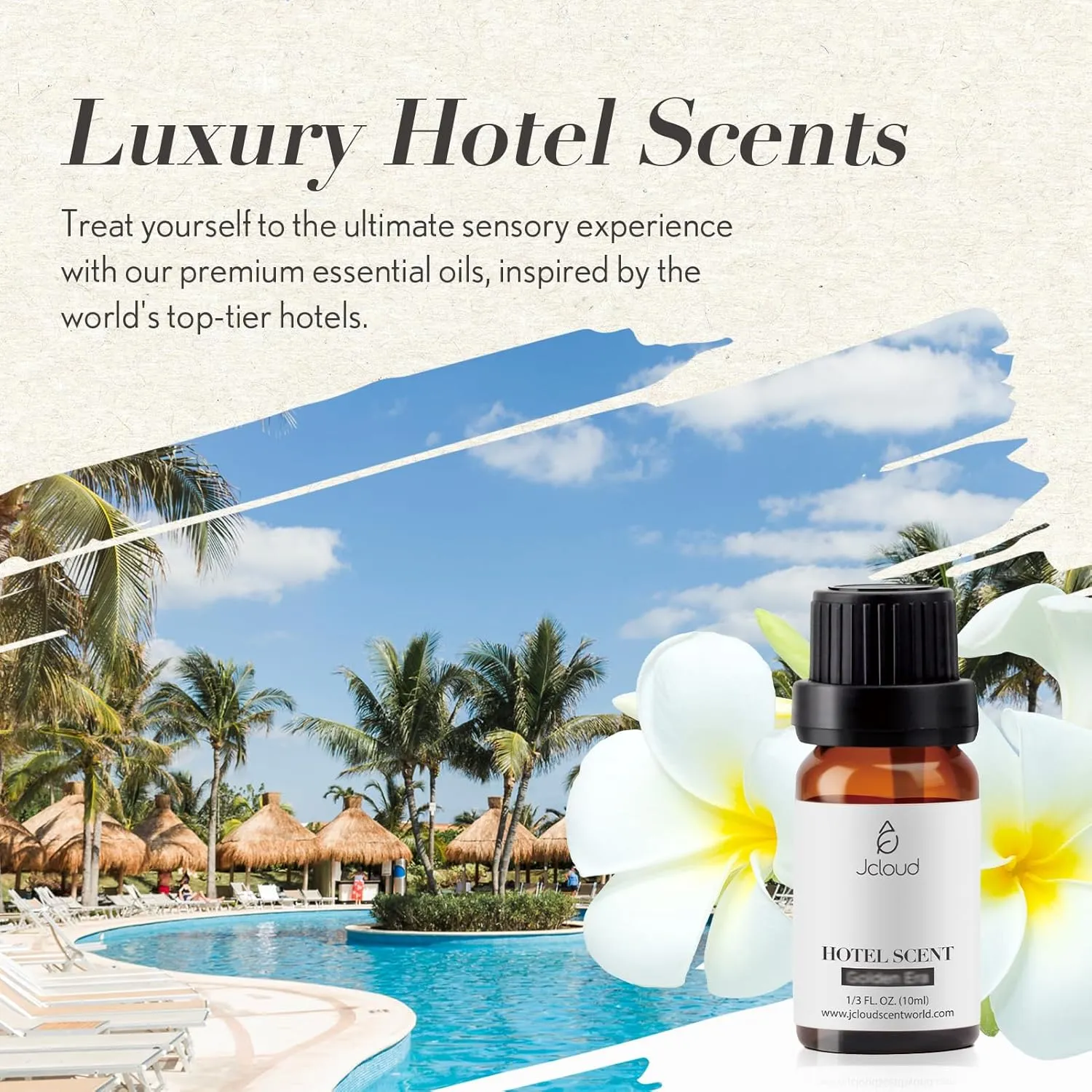 JCLOUD Royal Serenity Essential Oil - Inspired by Ritz-Carlton Hotel Scent - Pure Aromatherapy Diffuser Oil with Lemon, Jasmine and Amber, Home Luxury Scents - 10mL