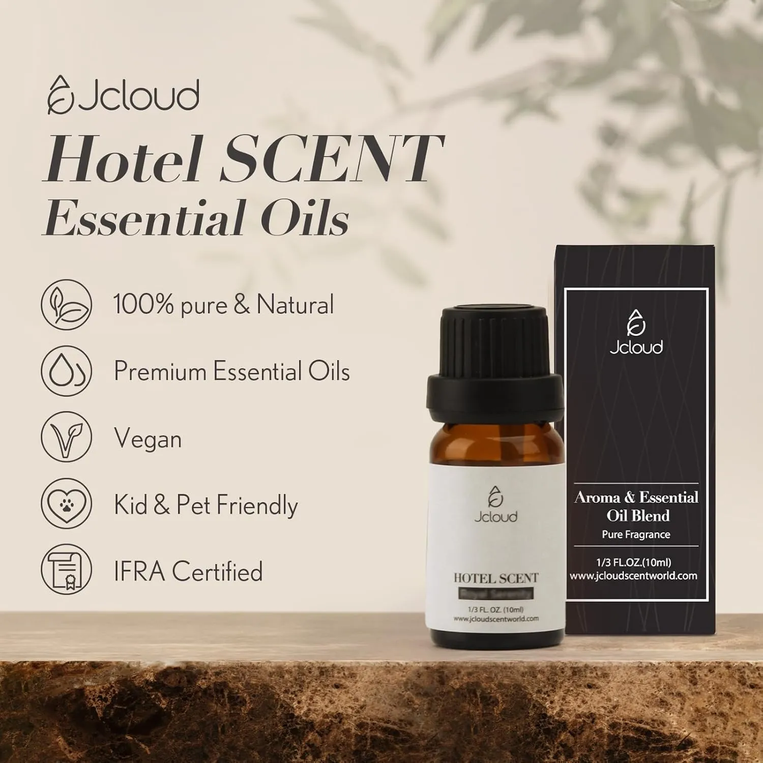 JCLOUD Royal Serenity Essential Oil - Inspired by Ritz-Carlton Hotel Scent - Pure Aromatherapy Diffuser Oil with Lemon, Jasmine and Amber, Home Luxury Scents - 10mL