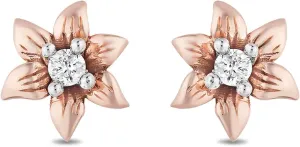 Jewelili Enchanted Disney Fine Jewelry 10k Rose Gold 1/20 CTTW Diamond Rapunzel Earrings