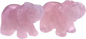 Jovivi 2pcs Natural Carved Rose Quartz Gemstones Healing Crystal Elephant Figurines Statues 1.5'' Hoom Room Desk Decorations