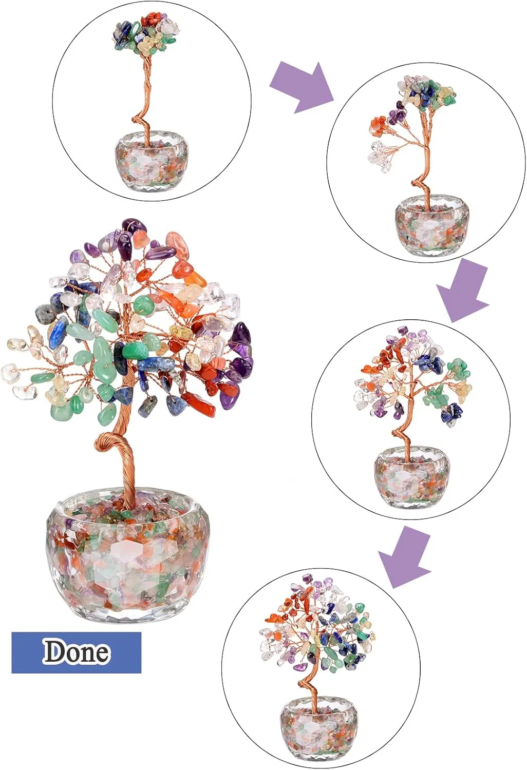 Jovivi Rose Quartz Crystal Trees,Natural Gemstone Bonsai Money Tree of Life Pink Healing Crystals Home Office Desk Decor for Women Birthday Gifts